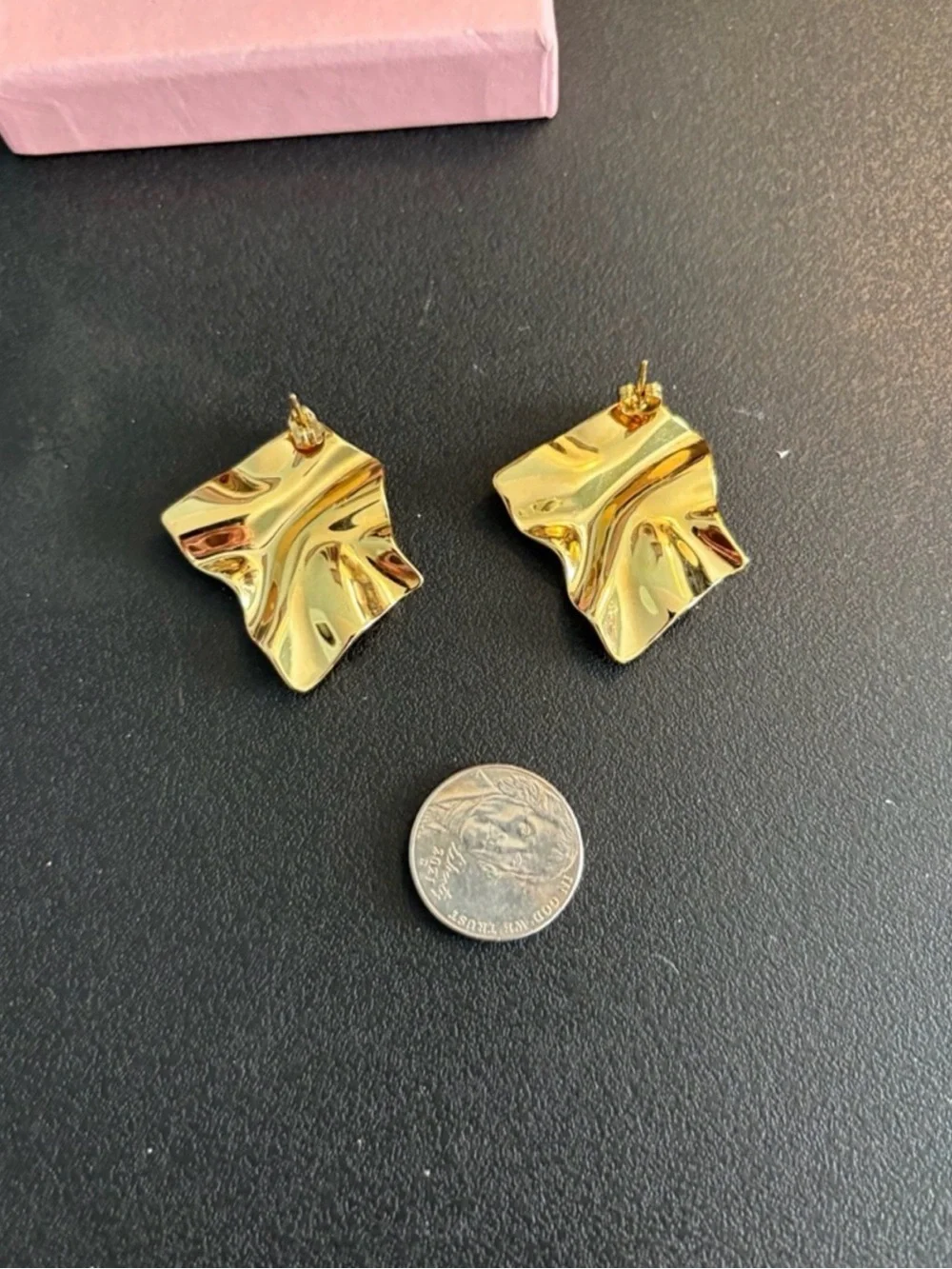 Adina Eden Shiny Gold Sculpted Wave Stud Earrings